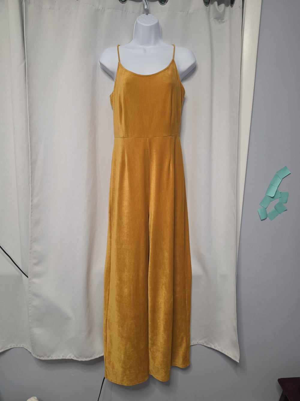 Forever 21 Mustard Velvet Maxi Dress with Spaghetti Straps